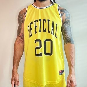 BooHooMAN Mesh Basketball Jersey Shirt, Color: Yellow/Black, Size XL